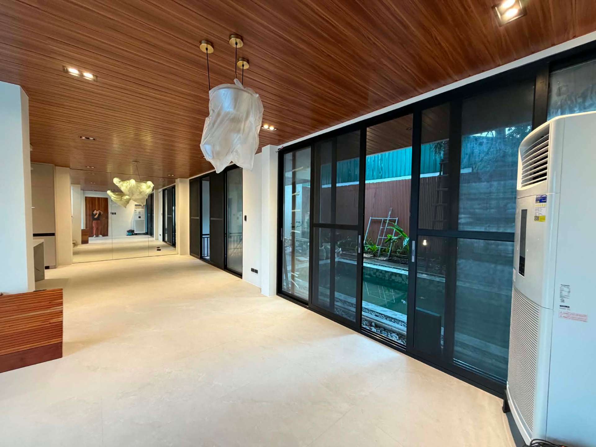 Lanai and salt water pool of a brand new three-storey home in Ayala Alabang Village