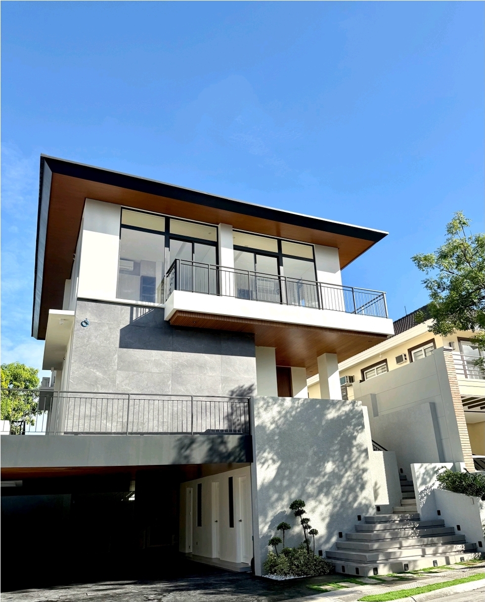 Full facade of the brand-new three-level contemporary home in Verdana Homes Daang Hari
